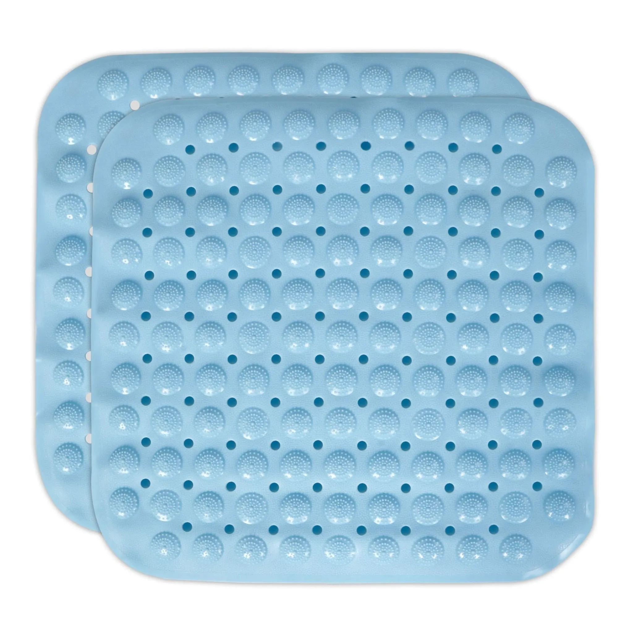 PVC Shower Mat Anti-Slip with Massage Acupressure Points, 48x48 cm, Blue