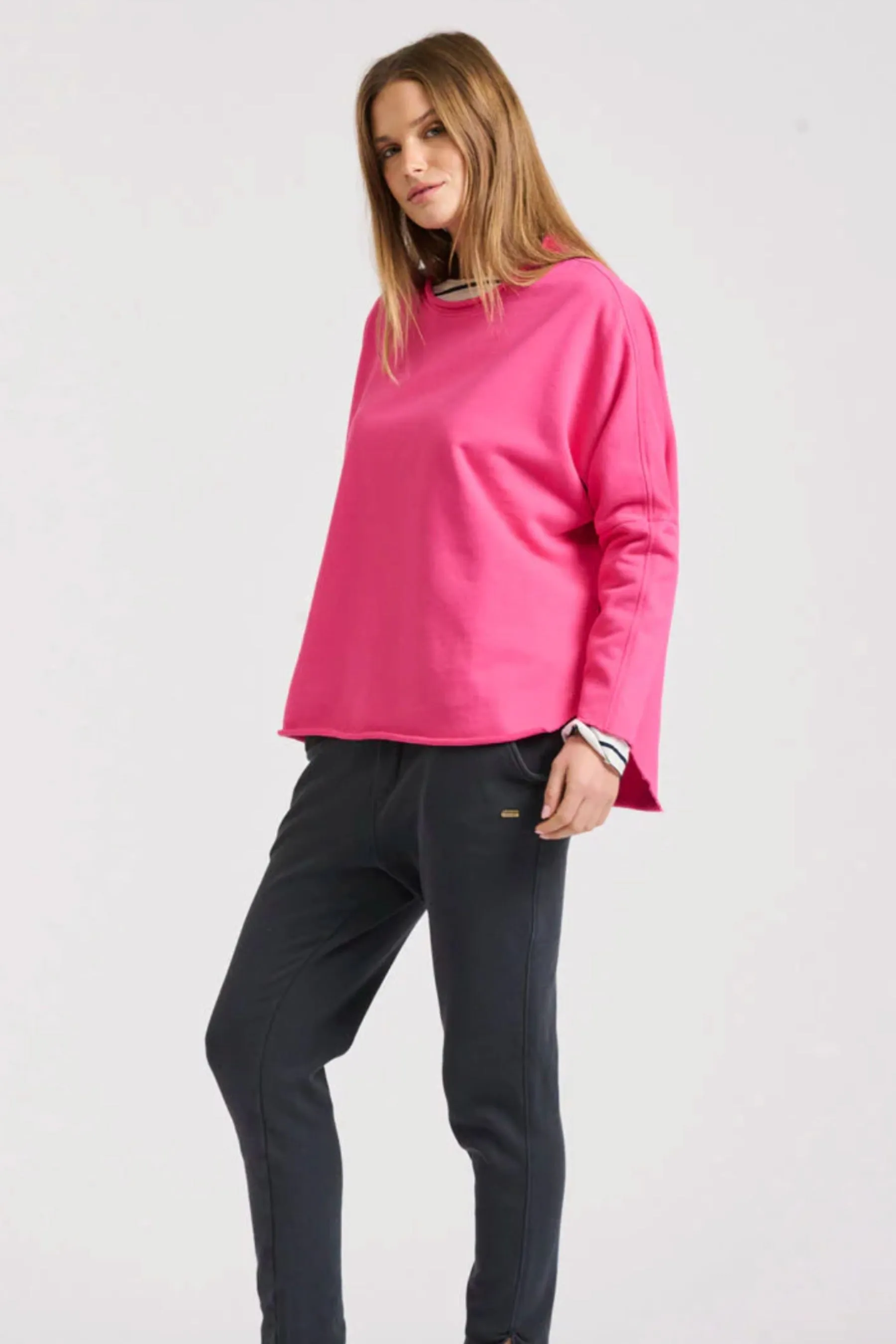 Raw Long Sleeve Sweatshirt | Fuchsia