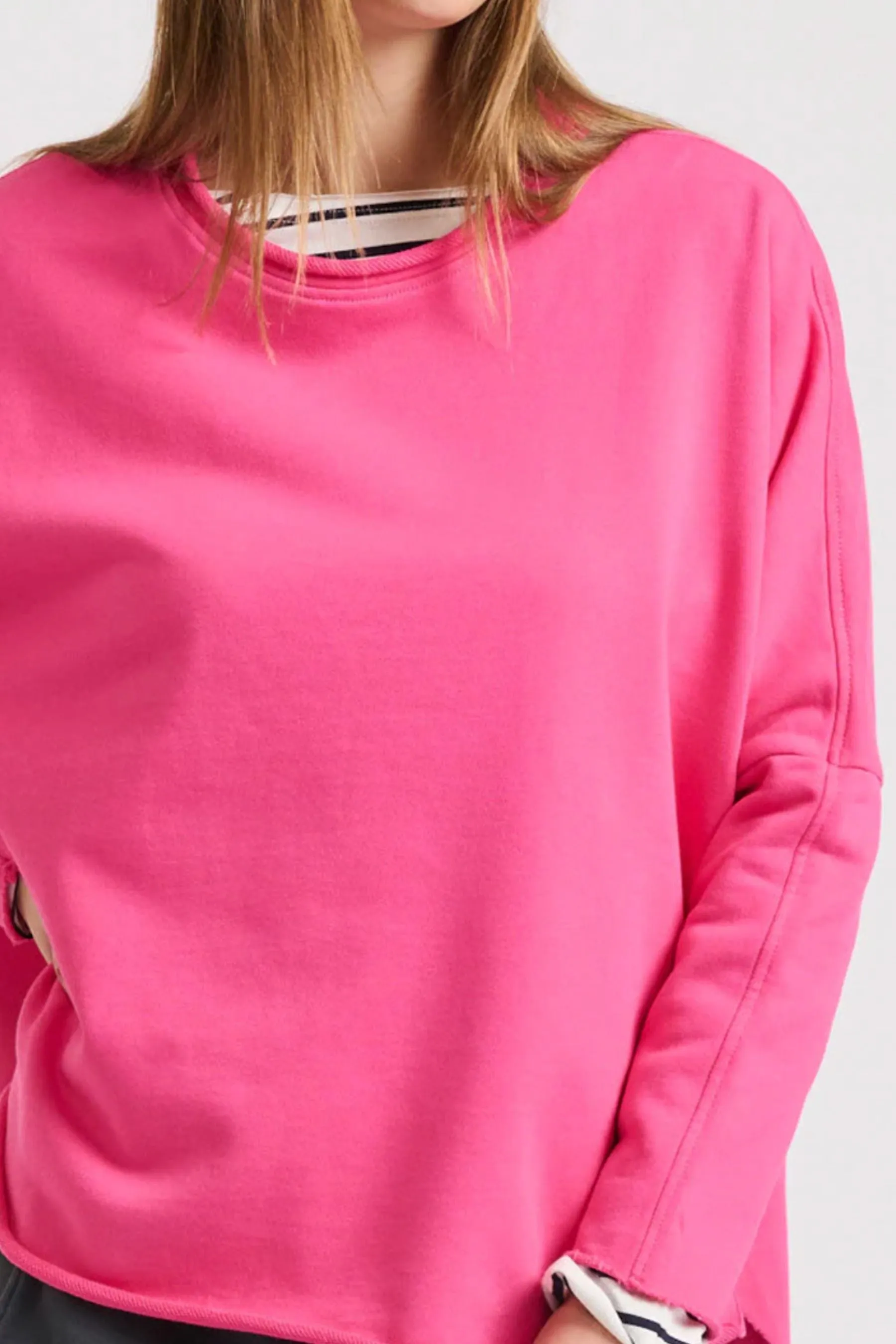 Raw Long Sleeve Sweatshirt | Fuchsia