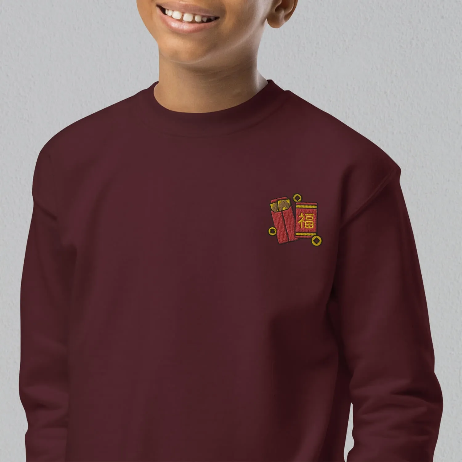 Red Envelope Embroidered Kids Sweatshirt