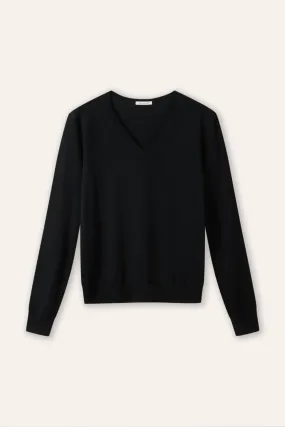 REGAL V neck wool pullover (Black)