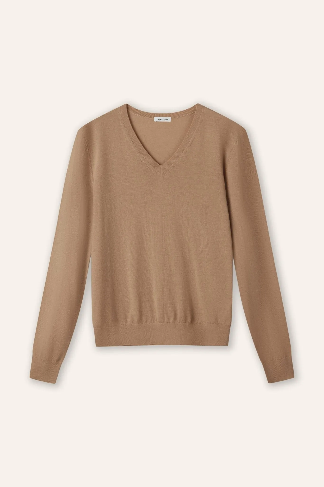 REGAL V neck wool pullover (Milktea)