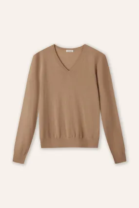 REGAL V neck wool pullover (Milktea)