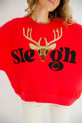 REINDEER SLEIGH RED PULLOVER