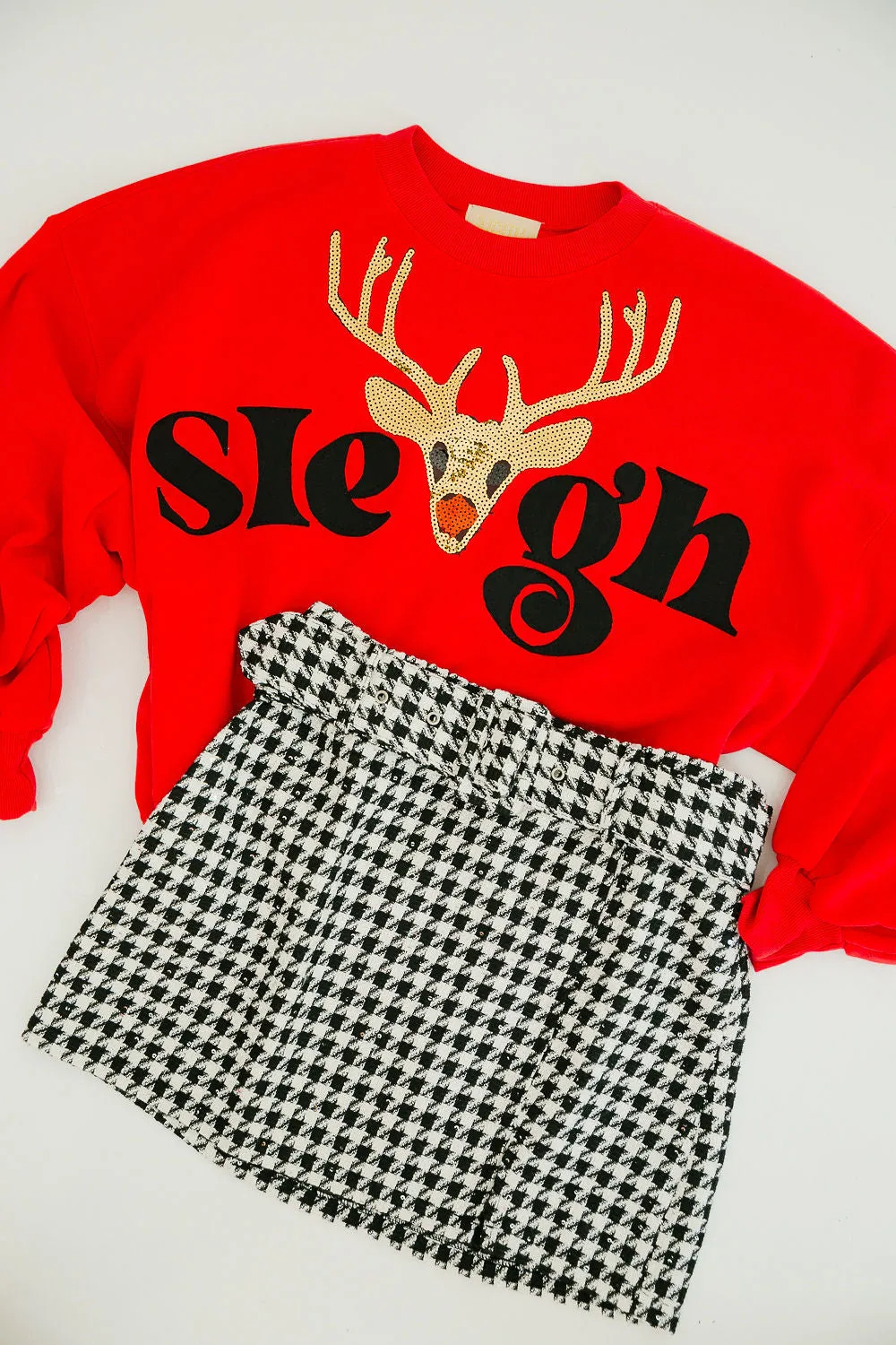 REINDEER SLEIGH RED PULLOVER