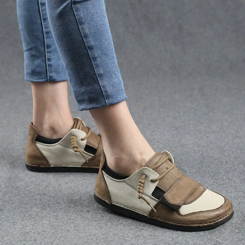 Retro Fashion Two-Toned Women's Flat Shoes