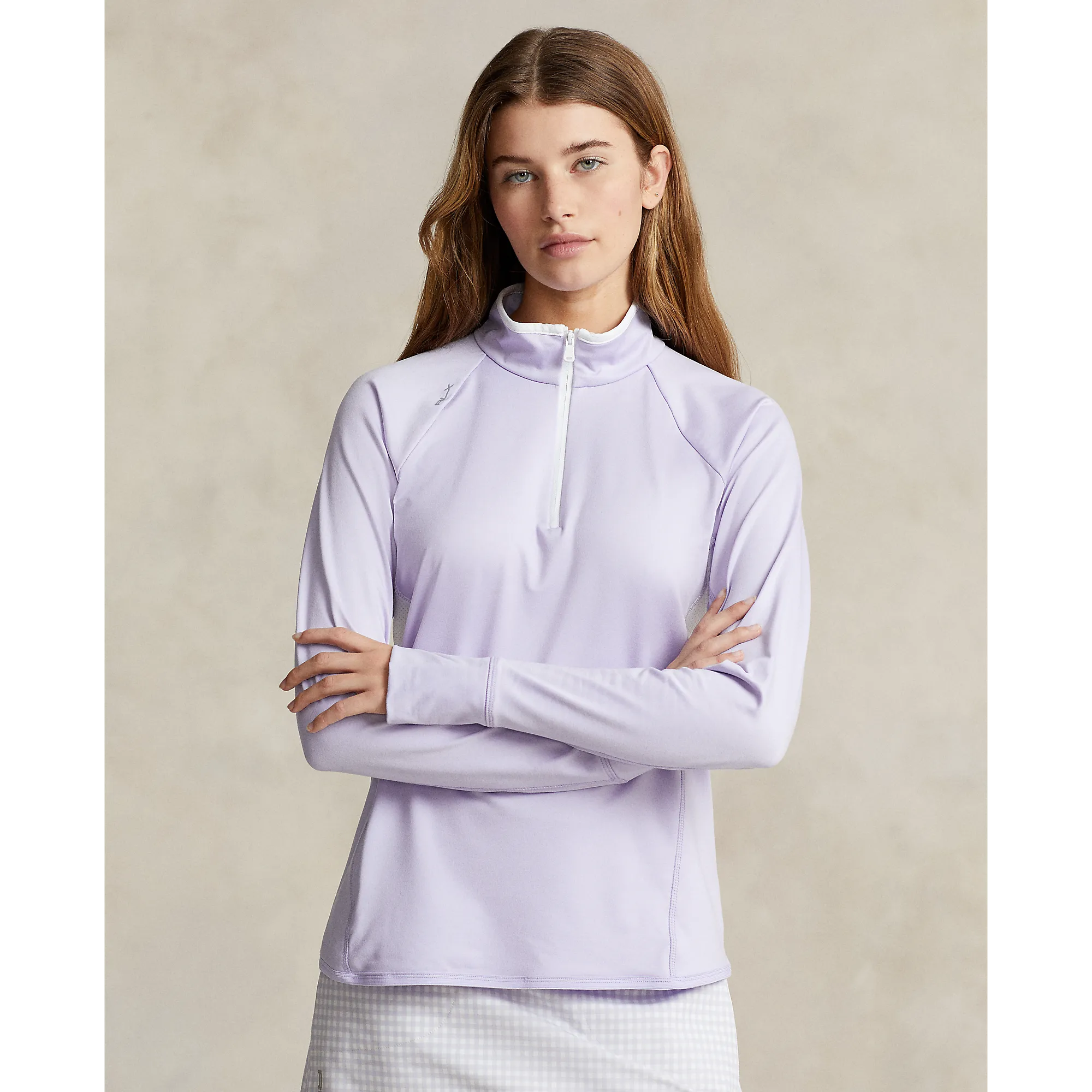 RLX Ralph Lauren Women's Jersey Quarter Zip Golf Pullover -  Flower Purple/White