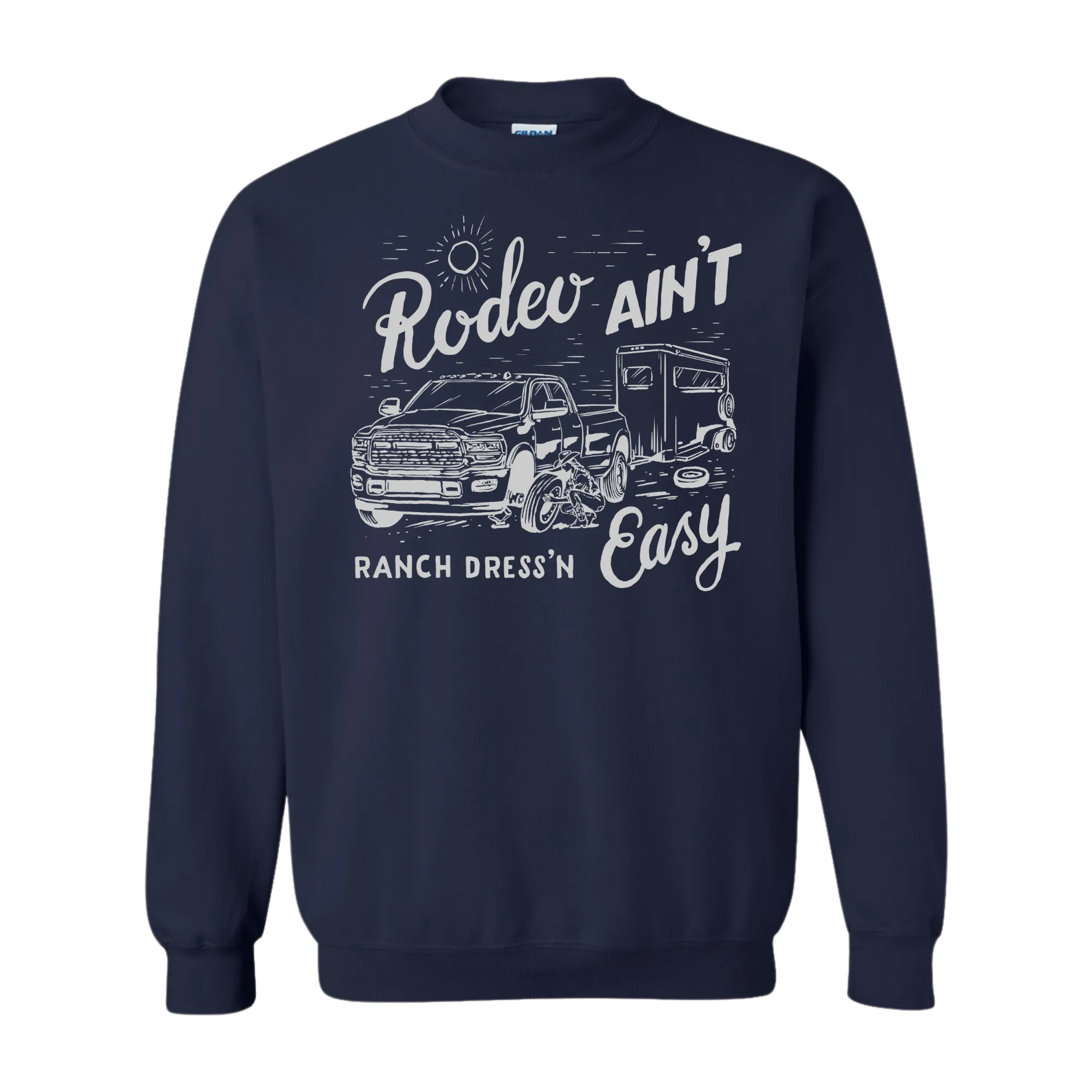 RODEO AIN'T EASY NAVY CREWNECK