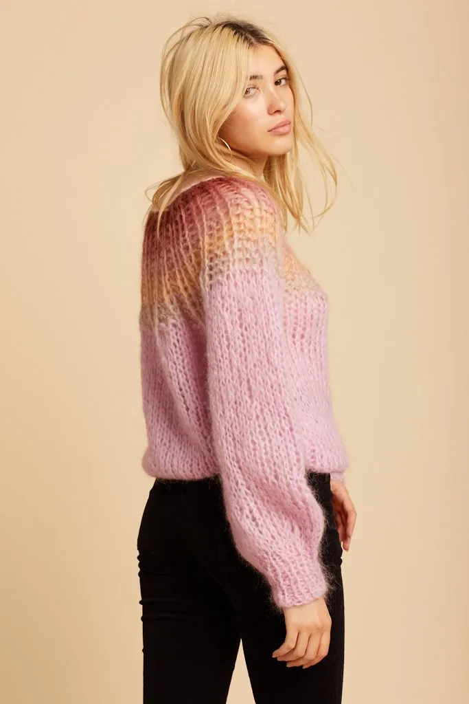 Rose Gradient Mohair Sweater