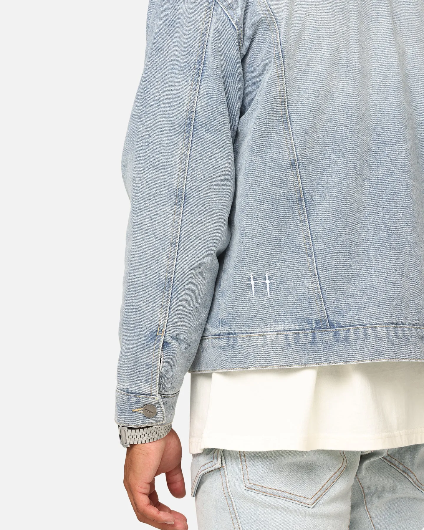 Saint Morta Sherpa Boxy Denim Jacket Superwash Blue