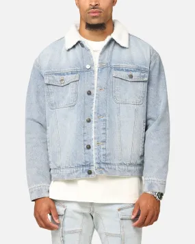 Saint Morta Sherpa Boxy Denim Jacket Superwash Blue