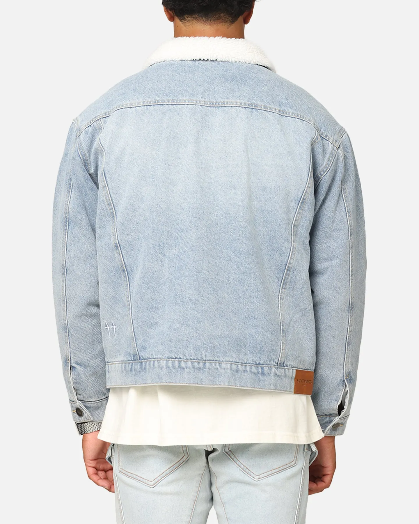 Saint Morta Sherpa Boxy Denim Jacket Superwash Blue