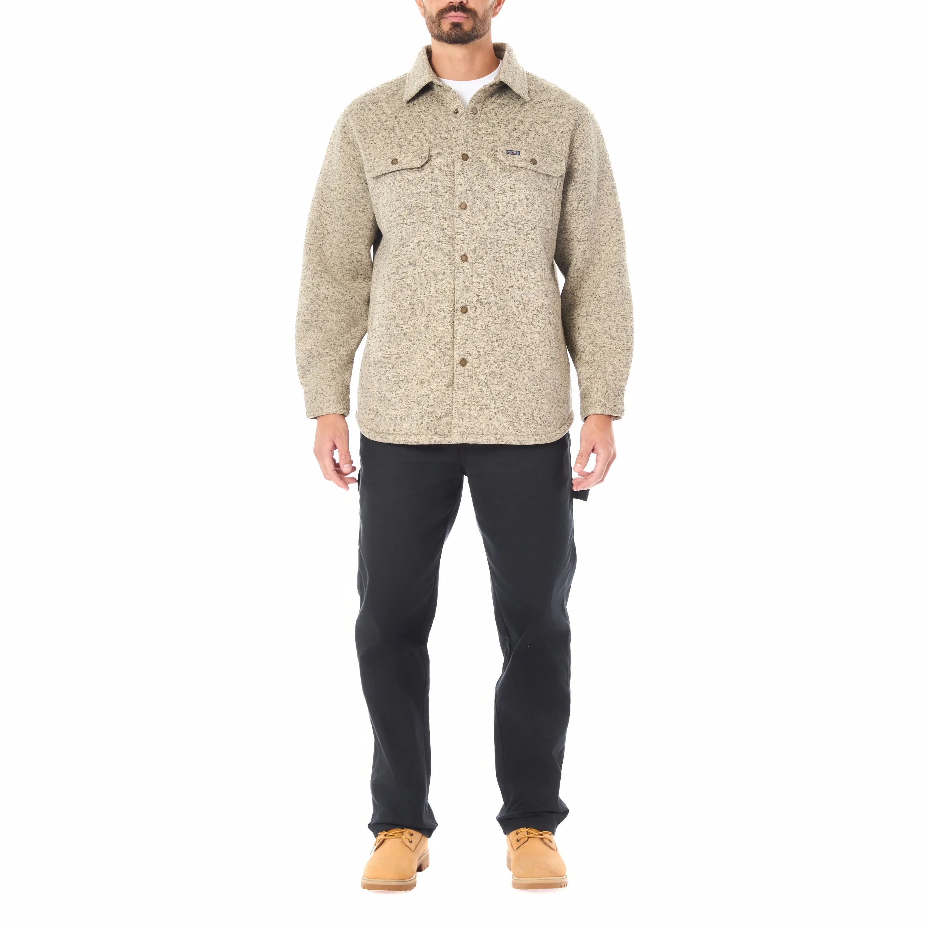 SHERPA LINED SWEATER FLEECE SNAP CLOSURE SHIRT JACKET