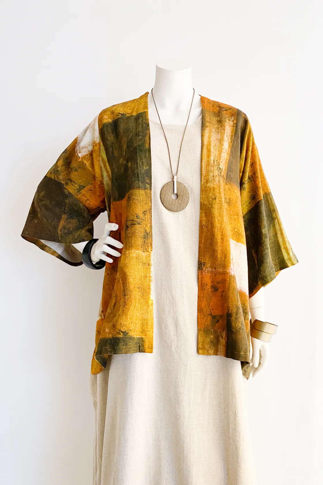 Short Kimono Jacket in YBR Roma