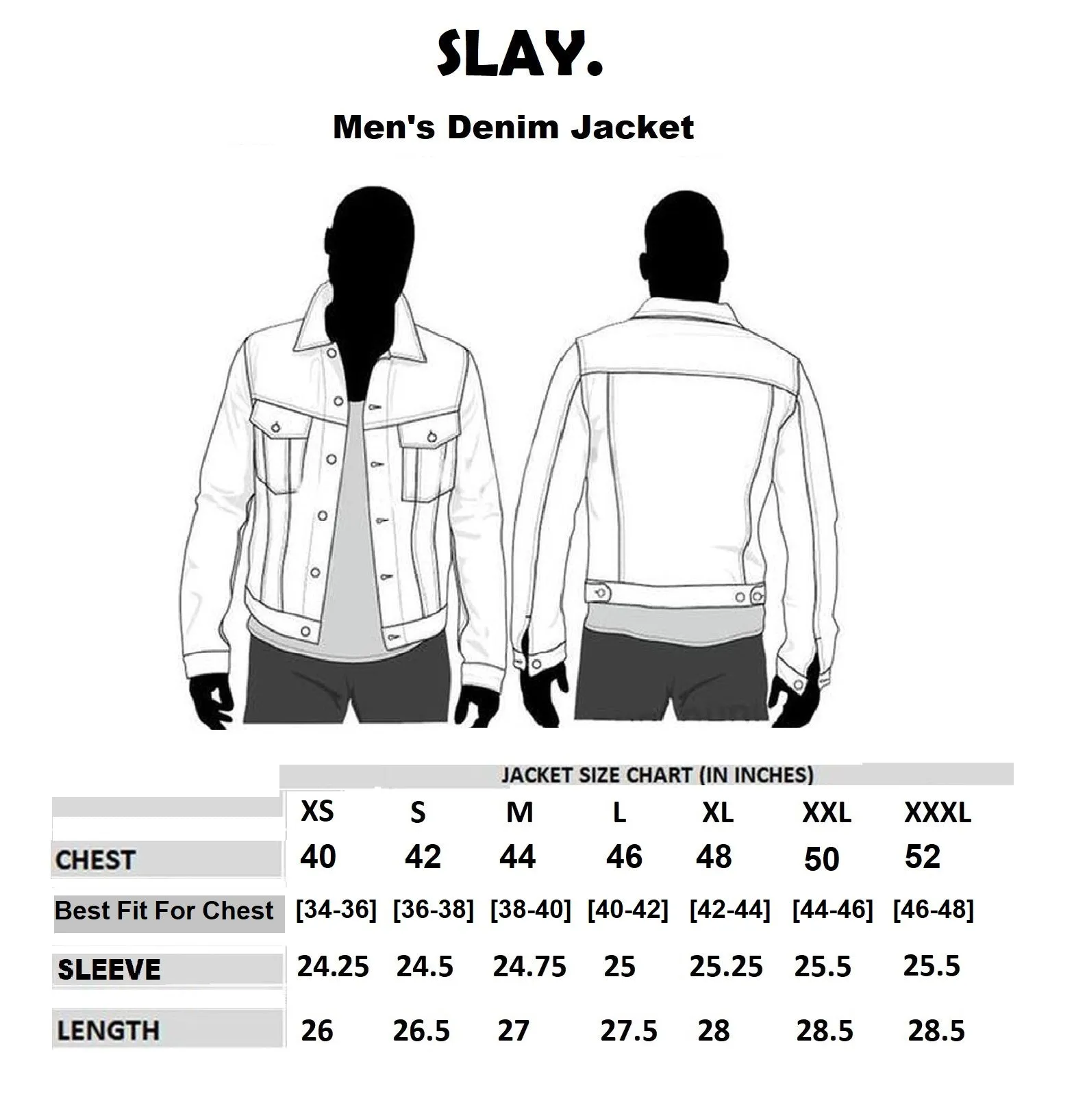 SLAY. Men's Winter Wear Navy Blue Cotton Biker Faux Fur Denim Jacket with SLAY. Embroidered on the back