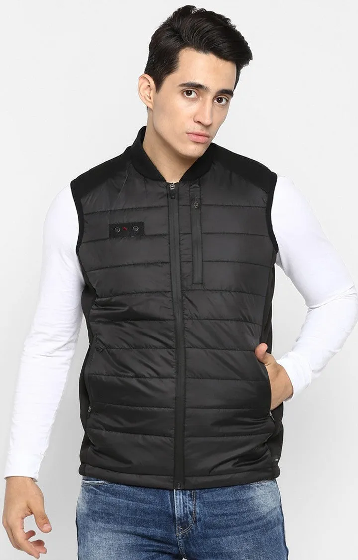 Spykar Men Jacket Black Solid Slim Fit Gilet