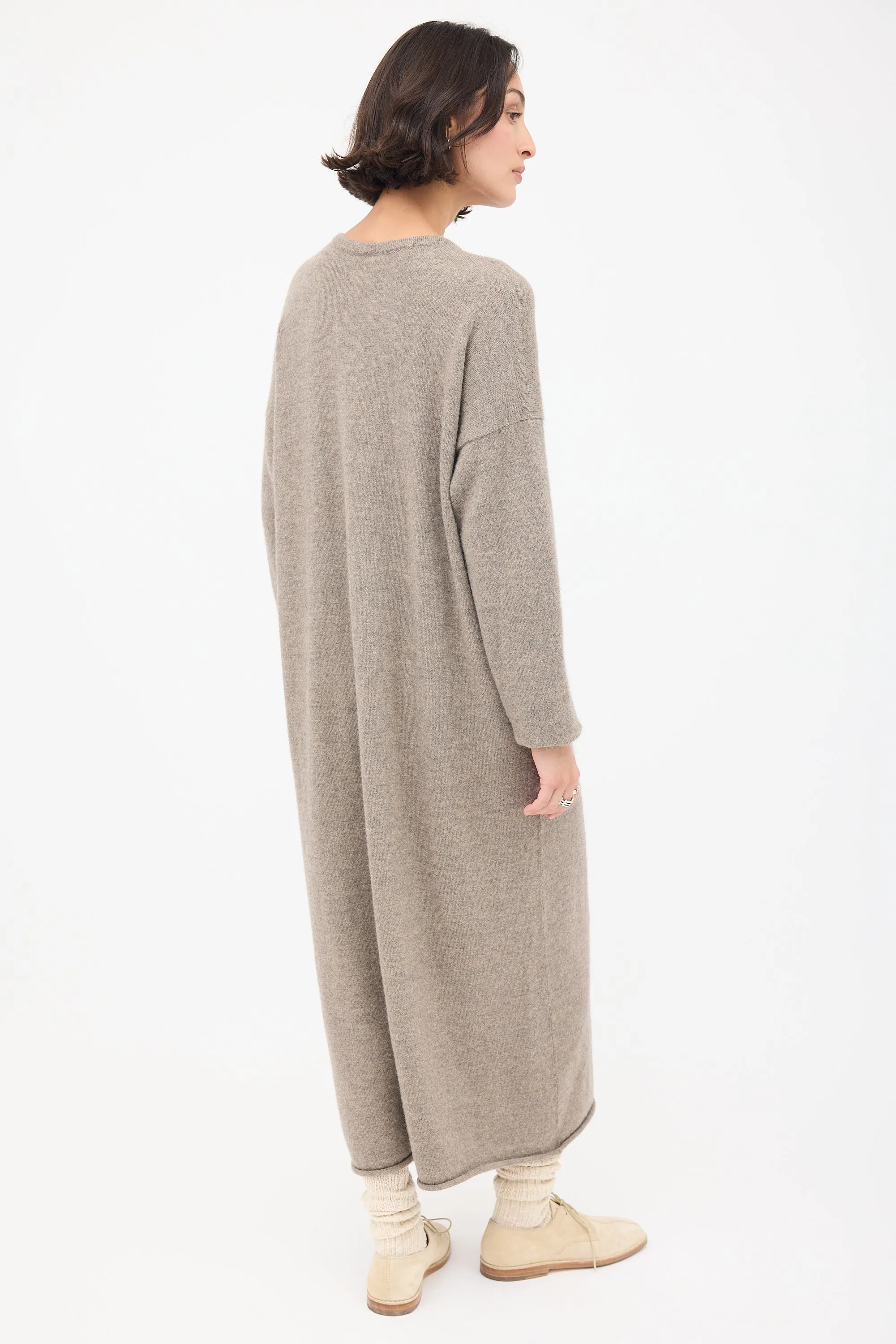 Taupe Merino Wool Sweater Dress