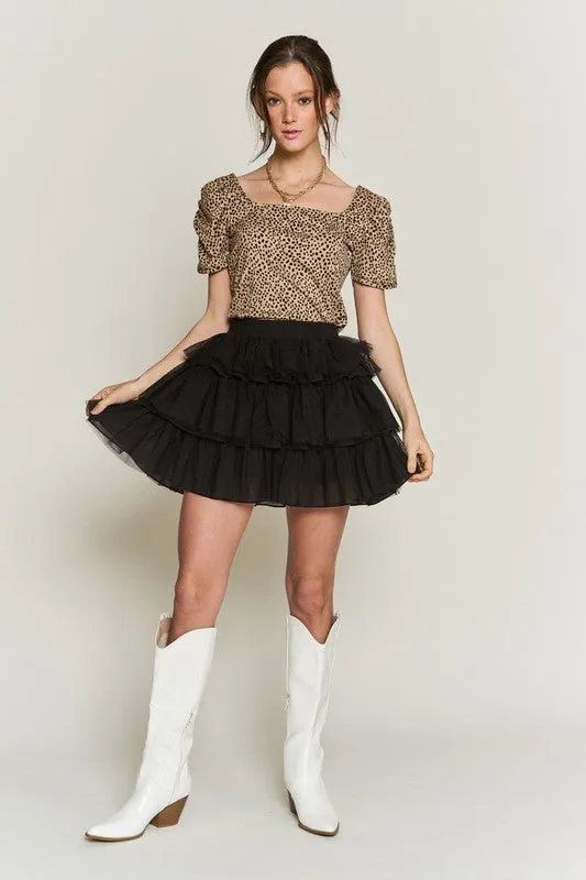 TEEK - SOLID MESH TIERED SKIRTS