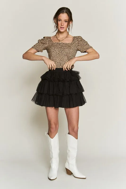 TEEK - SOLID MESH TIERED SKIRTS