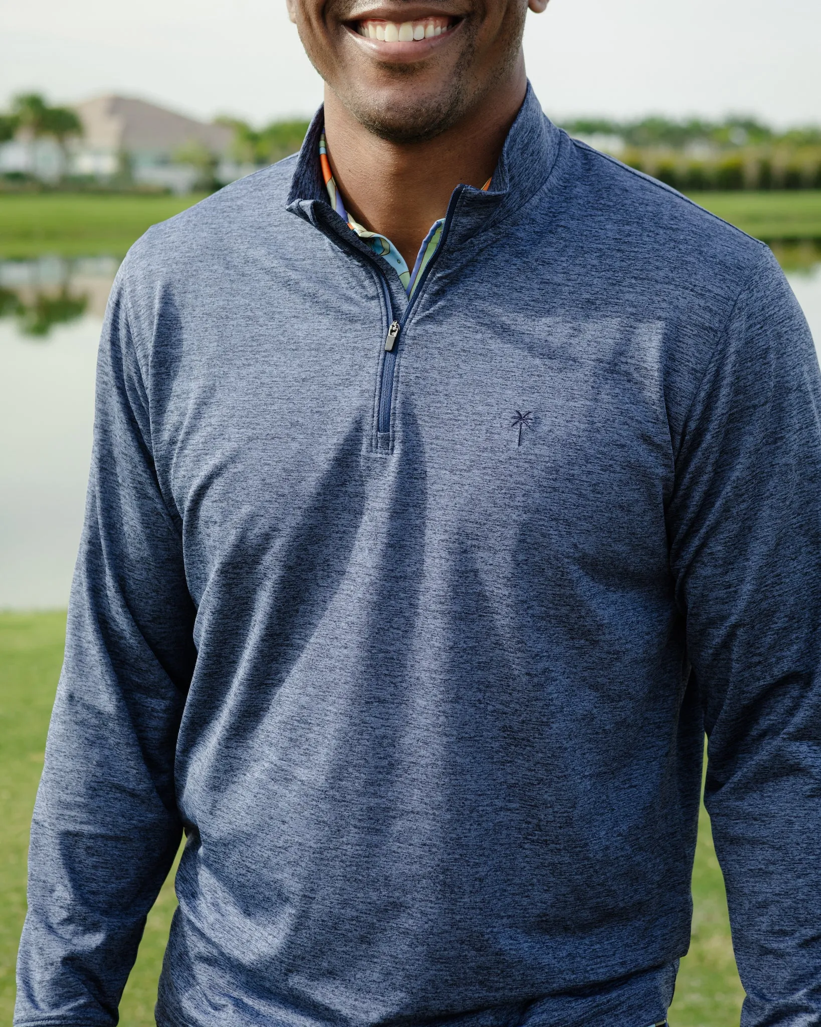 The Pacific Chill - Heathered Navy Quarter Zip Pullover