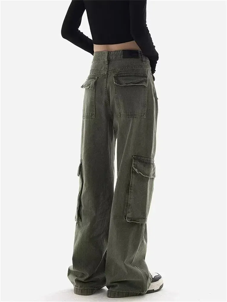 Toleet More Than A Pocket Cargo Pants Women New Fashion Vintage Loose High Waisted Jeans Chic Streetwear Straight Wide Leg Jeans