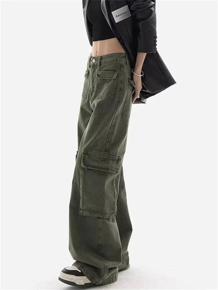 Toleet More Than A Pocket Cargo Pants Women New Fashion Vintage Loose High Waisted Jeans Chic Streetwear Straight Wide Leg Jeans