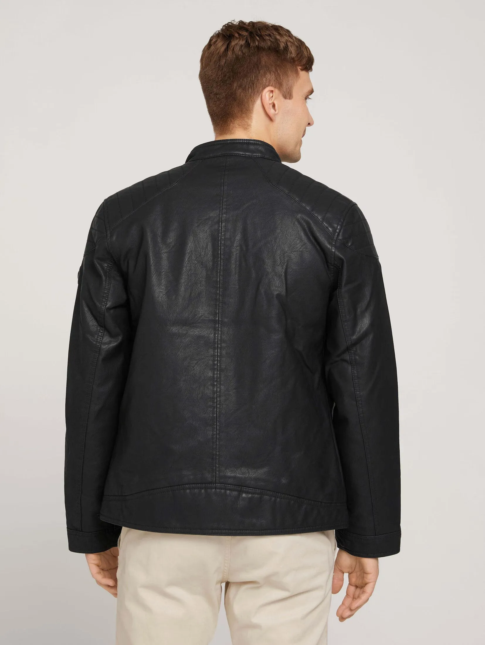 Tom Tailor Faux Leather Biker Black Jacket