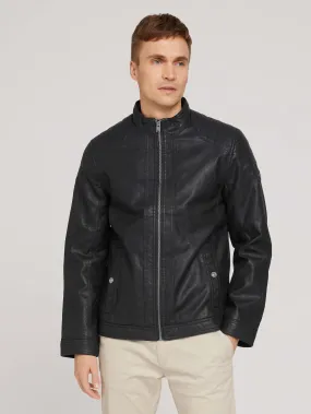 Tom Tailor Faux Leather Biker Black Jacket