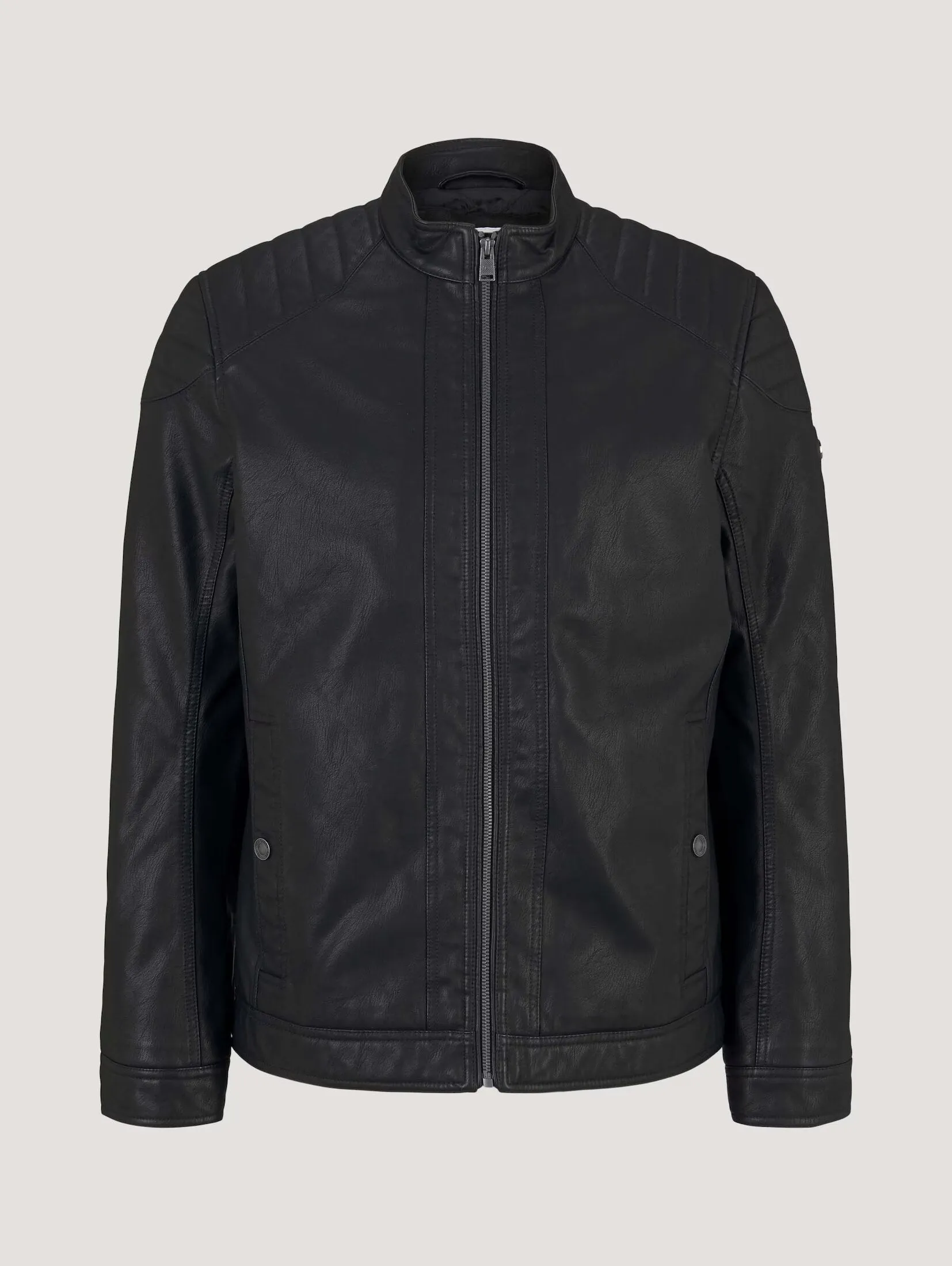 Tom Tailor Faux Leather Biker Black Jacket