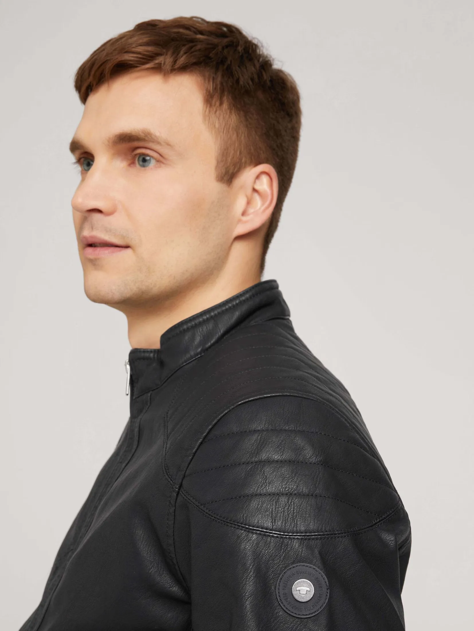 Tom Tailor Faux Leather Biker Black Jacket