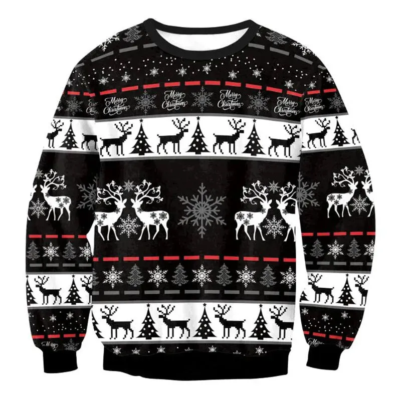 Ugly Christmas Sweaters Men Women Holiday Christmas Tree Reindeer Snowflakes Sweater Pullover Jumpers 3D Funny Xmas Sweatshirt