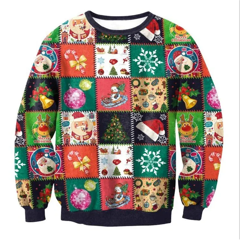 Ugly Christmas Sweaters Men Women Holiday Christmas Tree Reindeer Snowflakes Sweater Pullover Jumpers 3D Funny Xmas Sweatshirt