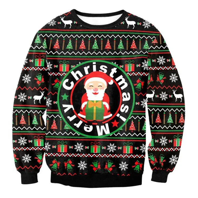 Ugly Christmas Sweaters Men Women Holiday Christmas Tree Reindeer Snowflakes Sweater Pullover Jumpers 3D Funny Xmas Sweatshirt