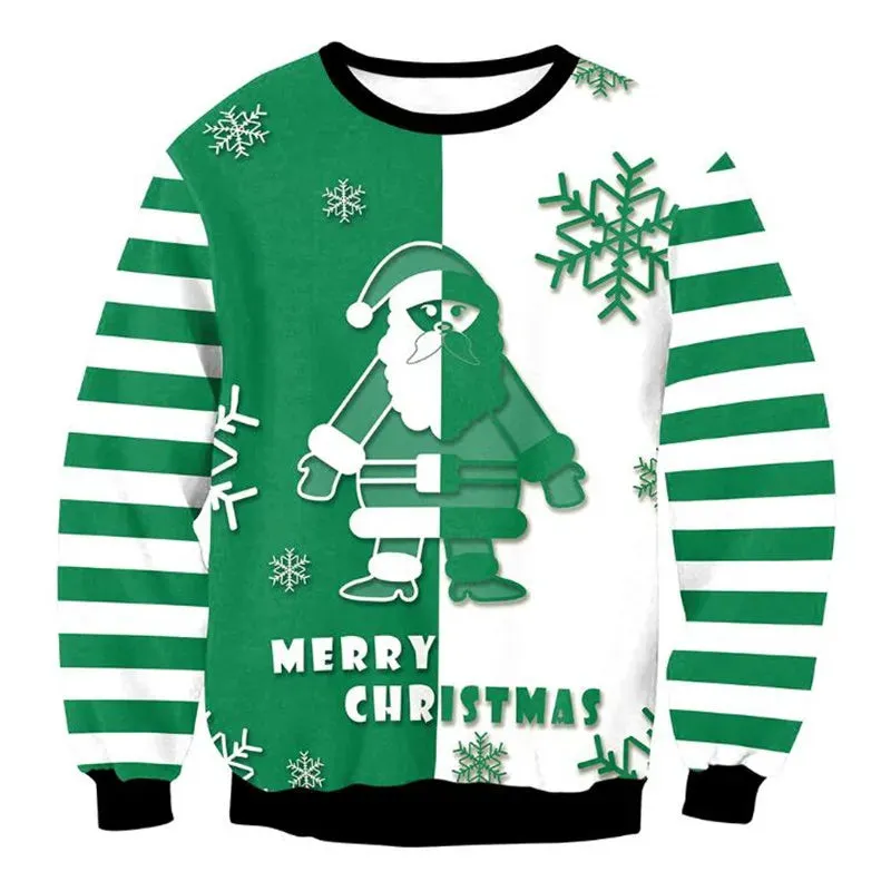 Ugly Christmas Sweaters Men Women Holiday Christmas Tree Reindeer Snowflakes Sweater Pullover Jumpers 3D Funny Xmas Sweatshirt