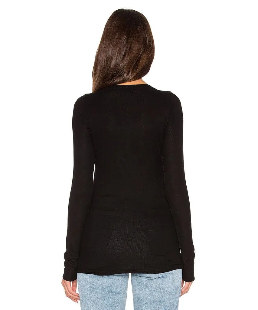 Vance Henley Long Sleeve Top Black