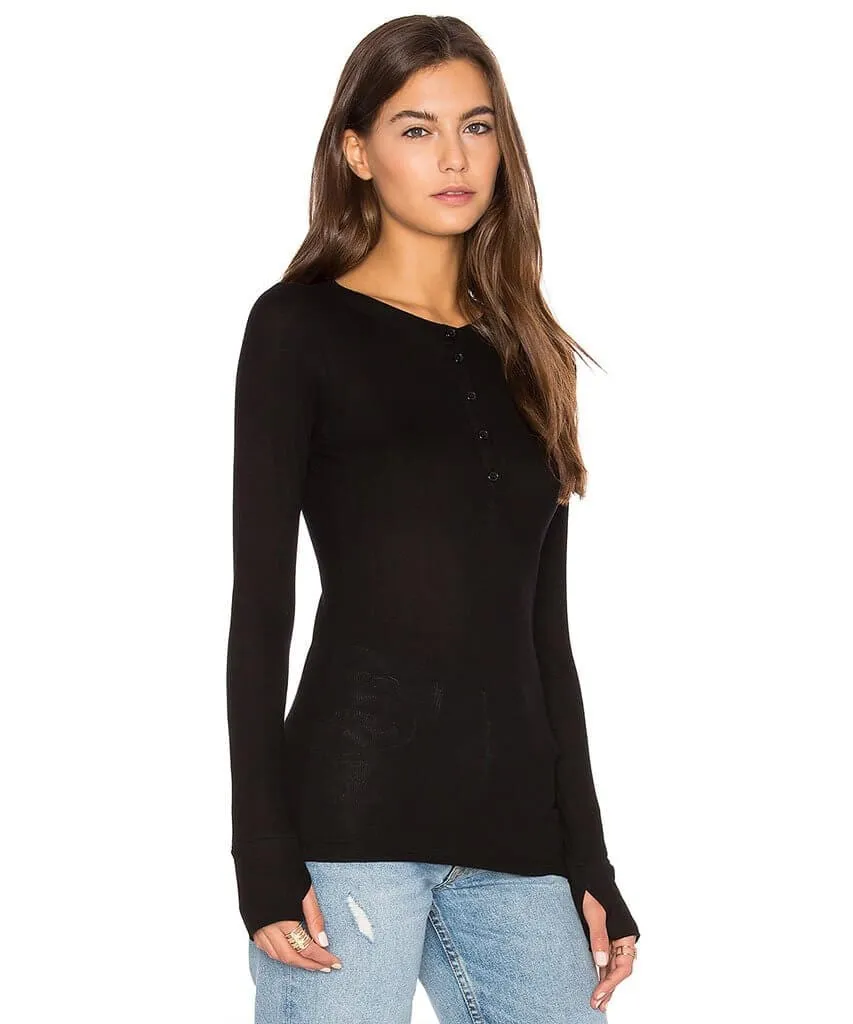 Vance Henley Long Sleeve Top Black