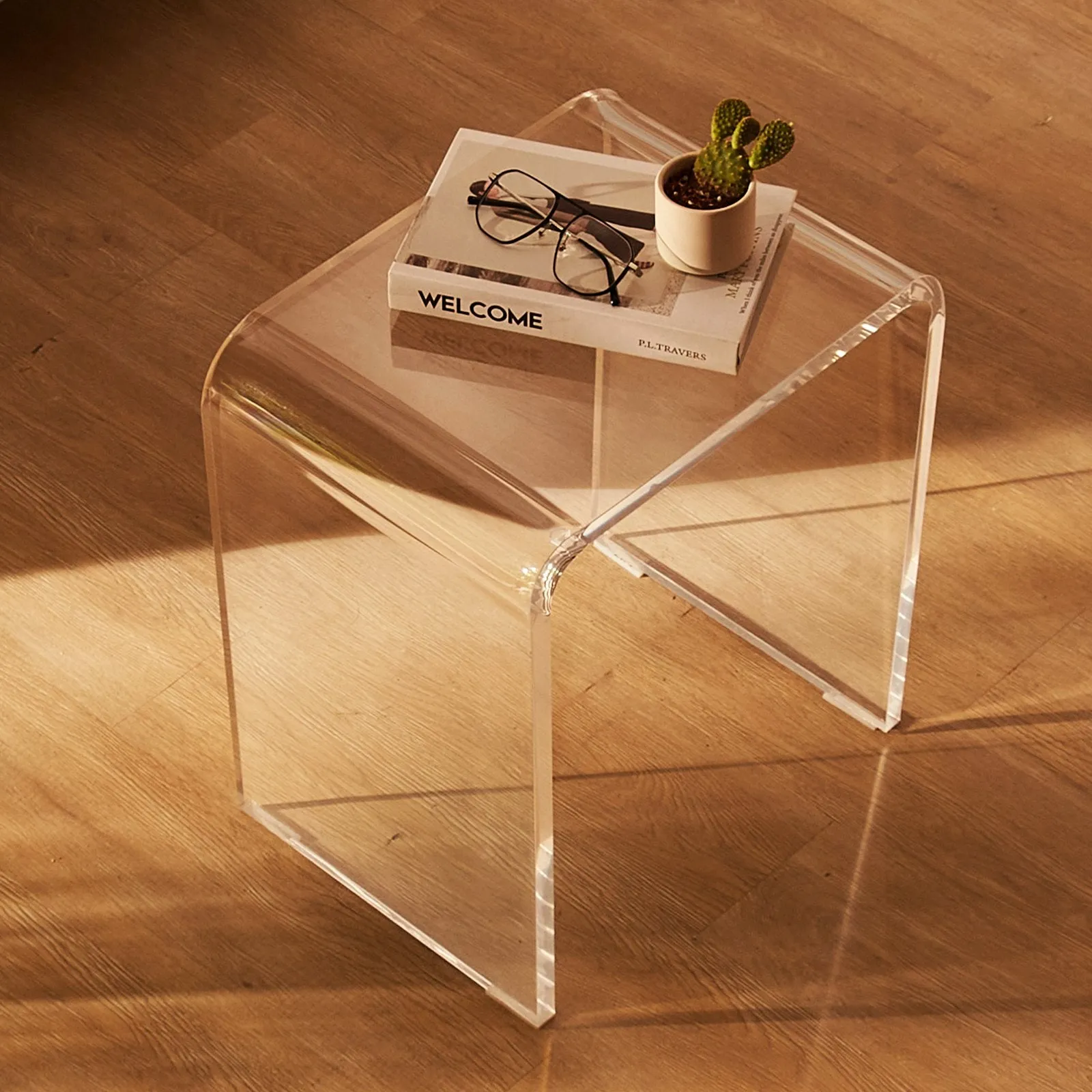 Vevor Acrylic End Table 16.3" x 12" x 18.1" Clear U-Shaped Side Table 2 PCS New