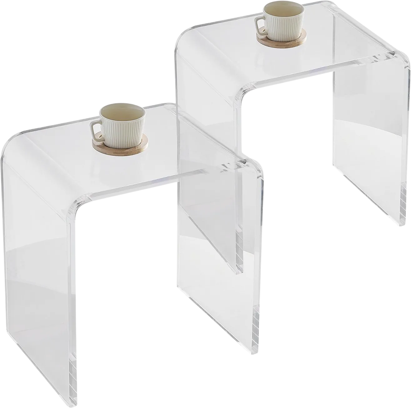 Vevor Acrylic End Table 16.3" x 12" x 18.1" Clear U-Shaped Side Table 2 PCS New