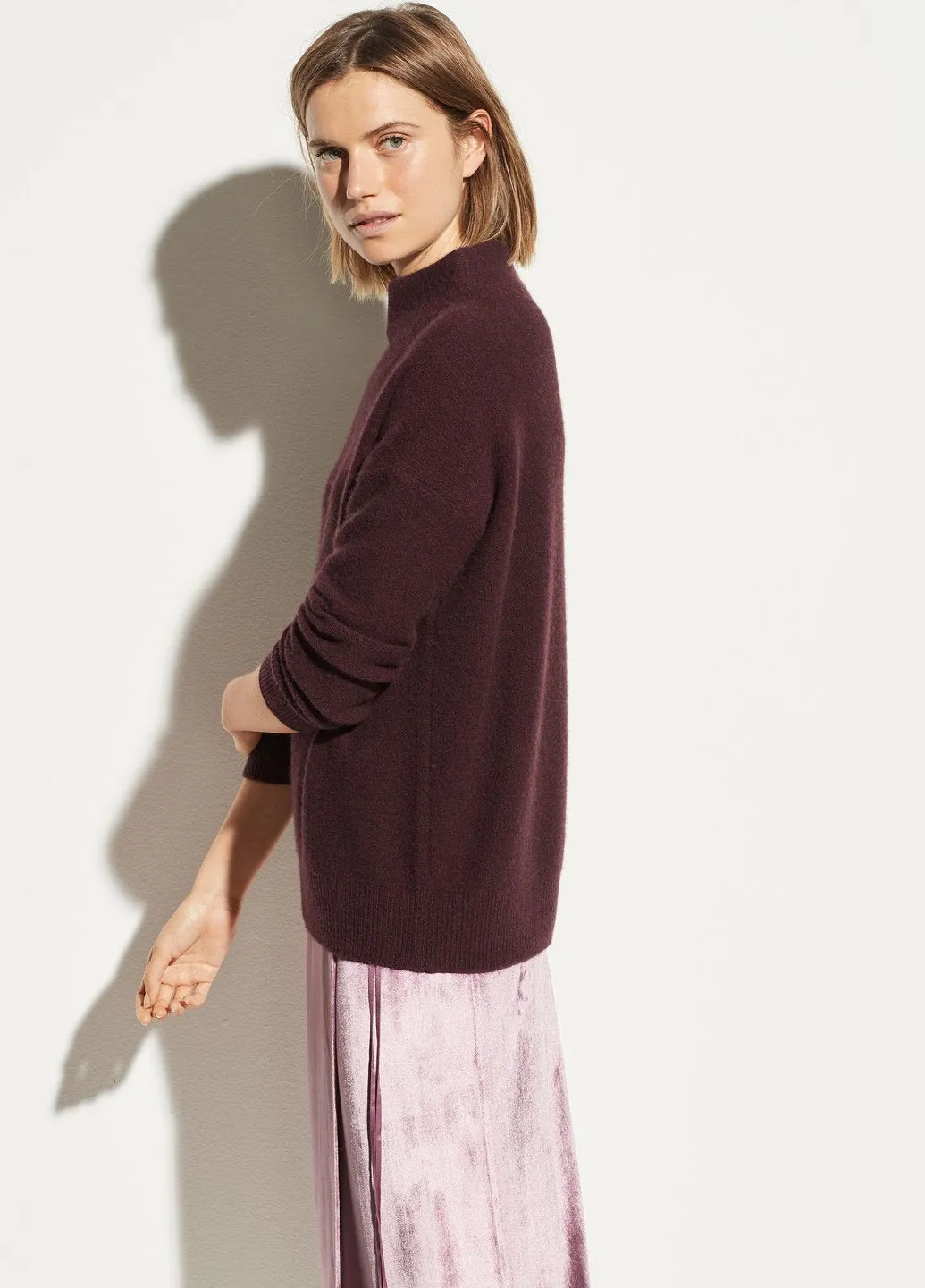 Vince - Funnel Neck Pullover in Dahlia Wine