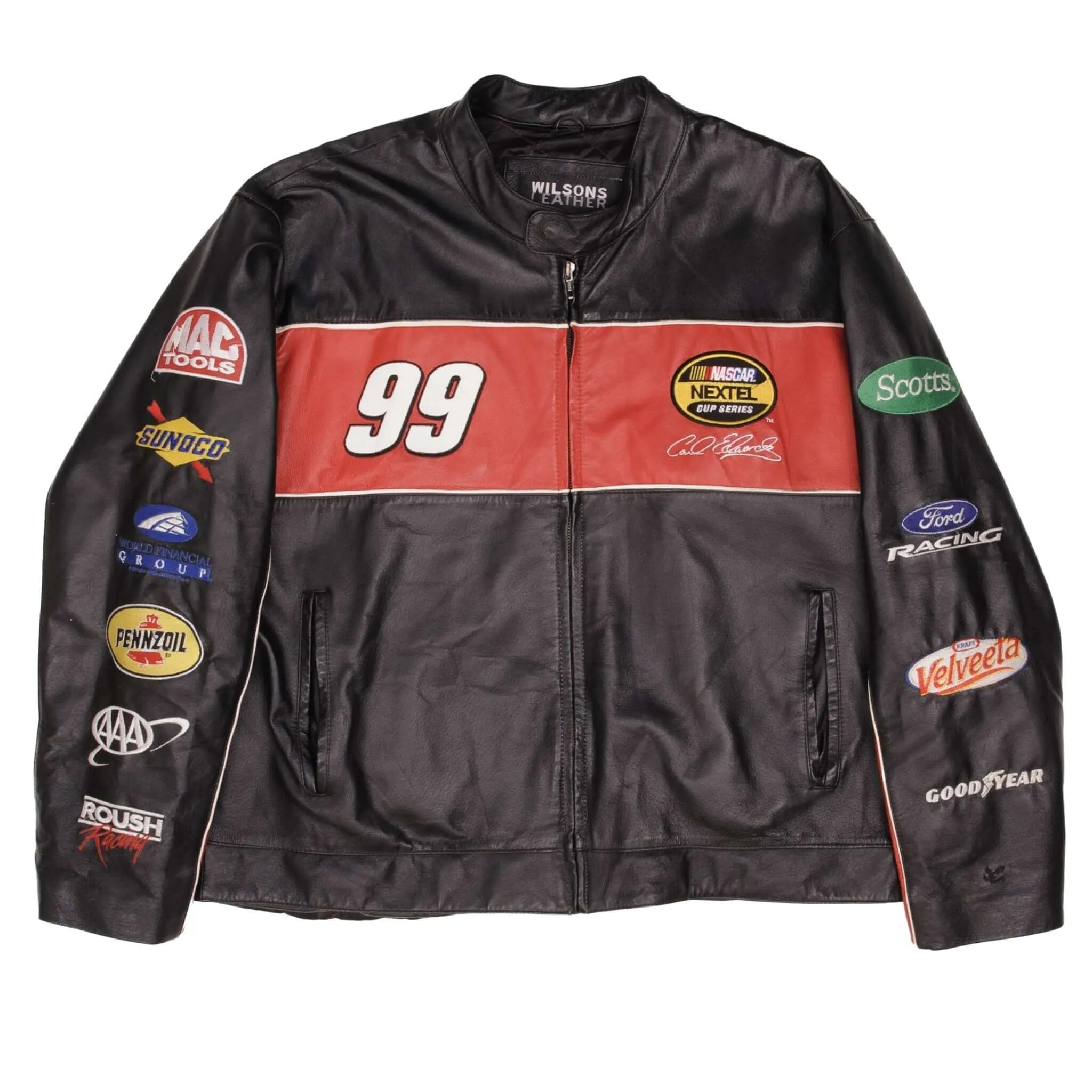 VINTAGE NASCAR CARL EDWARDS #99 LEATHER JACKET 2000S SIZE XL