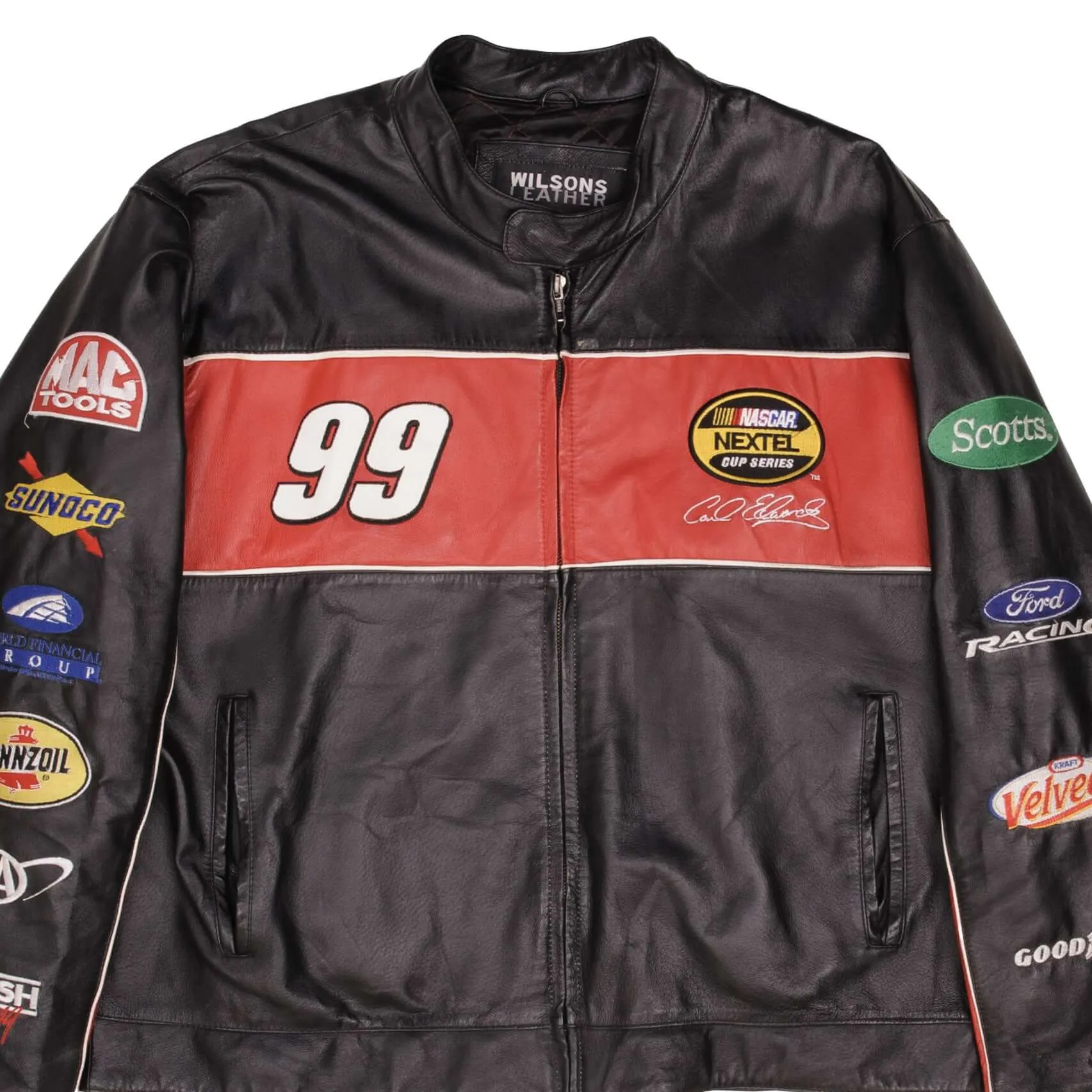 VINTAGE NASCAR CARL EDWARDS #99 LEATHER JACKET 2000S SIZE XL