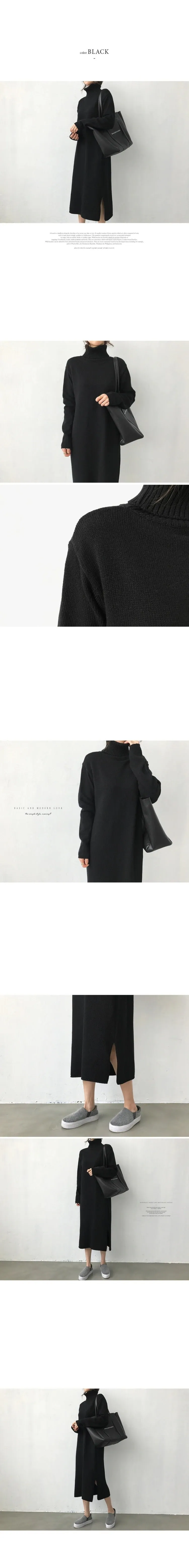 Warm Turtleneck Thick Knitted Winter Sweater Loose Long Sleeve Dress