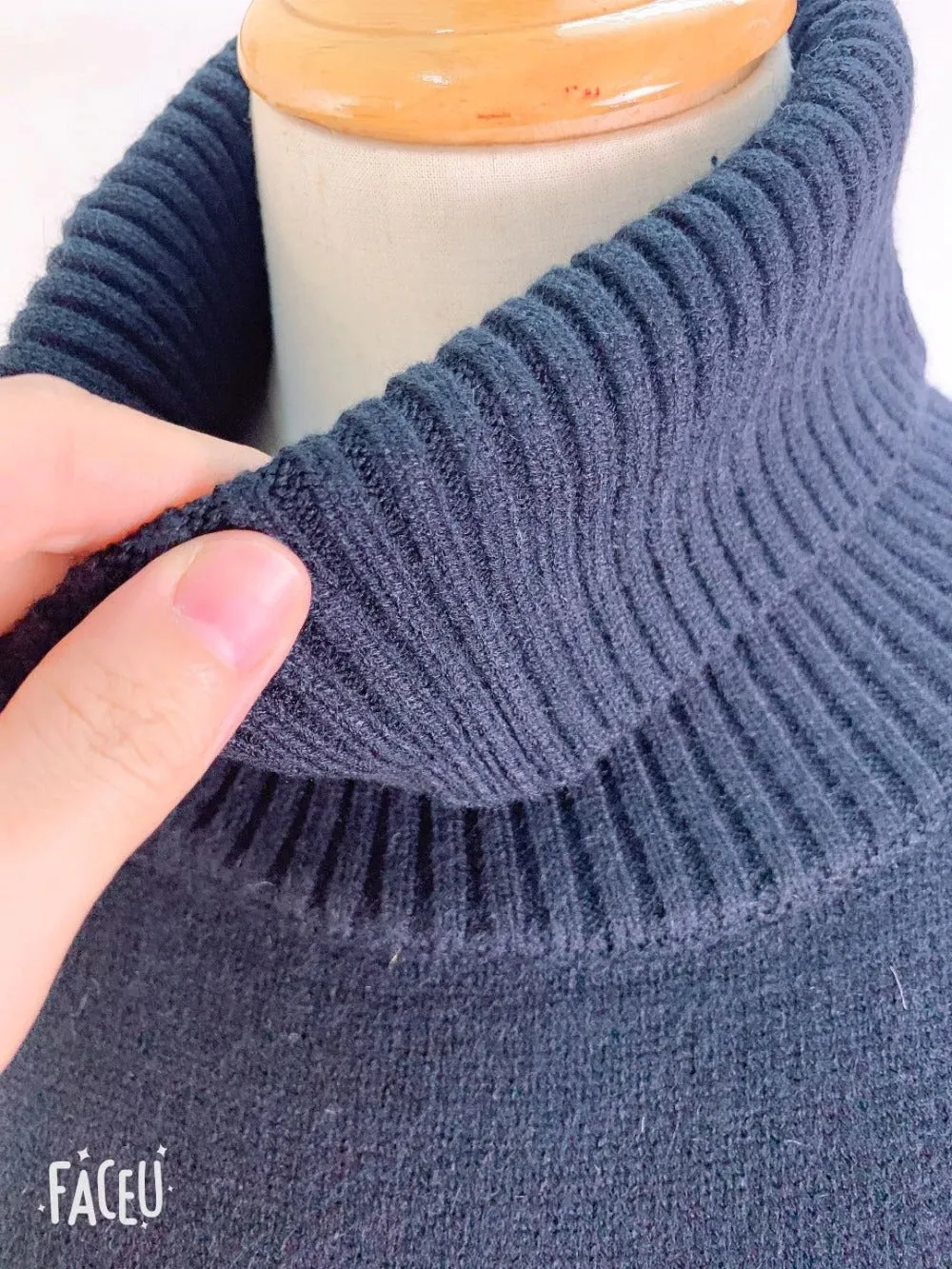 Warm Turtleneck Thick Knitted Winter Sweater Loose Long Sleeve Dress