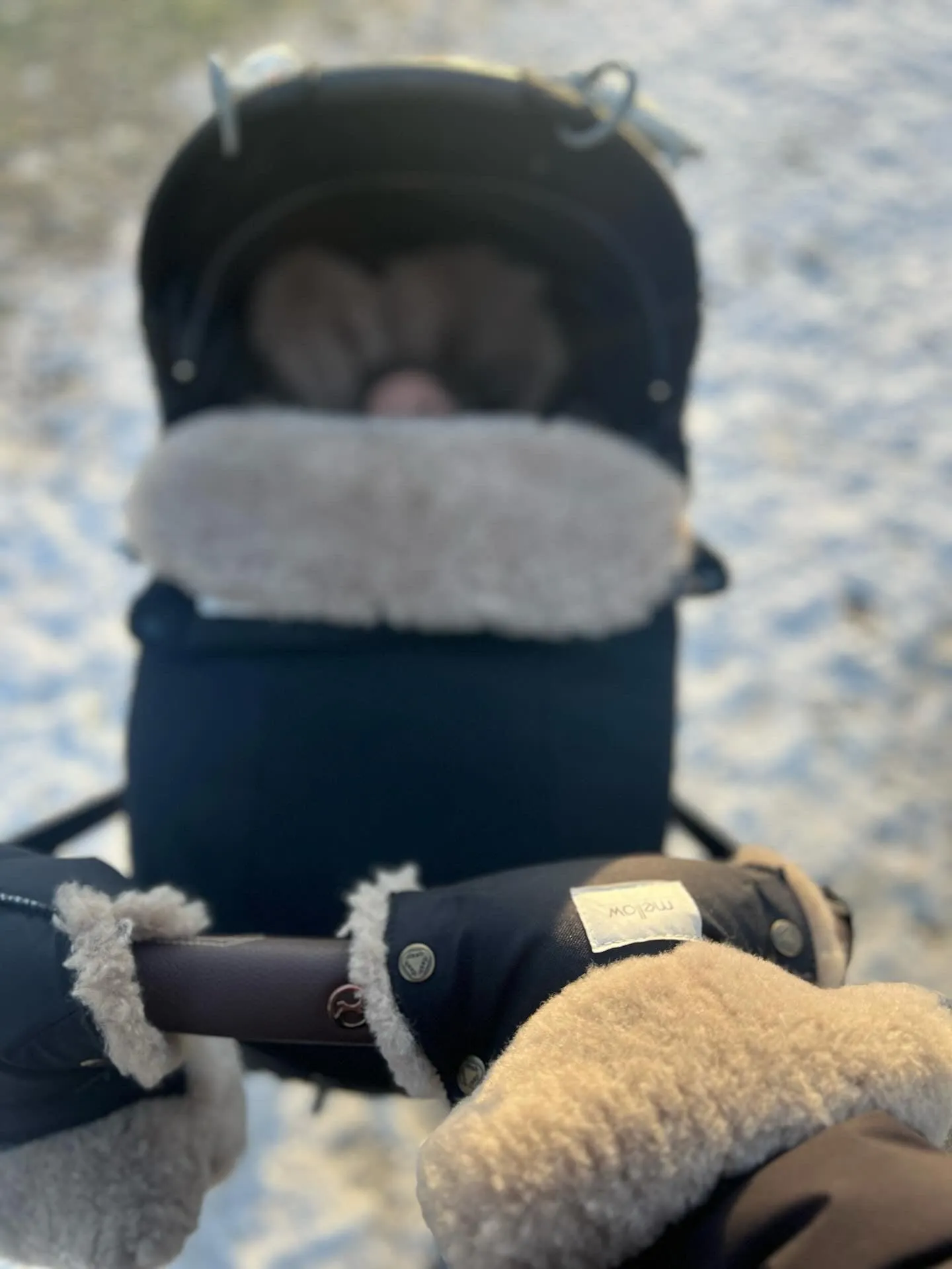 Waterproof Natural Wool Stroller Hand Muffs - White