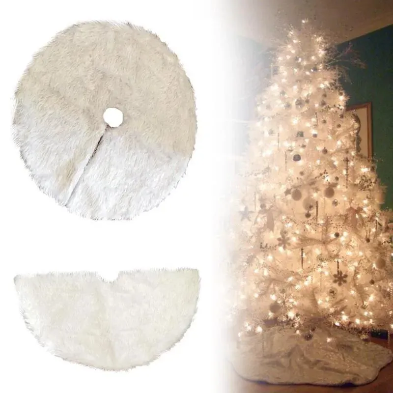 White Plush Christmas Tree Skirts