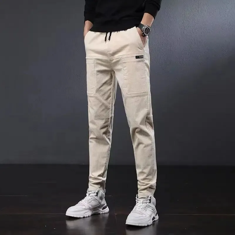 Wiaofellas  -  Men's Casual Pants Corduroy Straight Autumn Winter Male Trousers Slim Fit Xxxl Harajuku Fashion Regular Polyester Original Hot