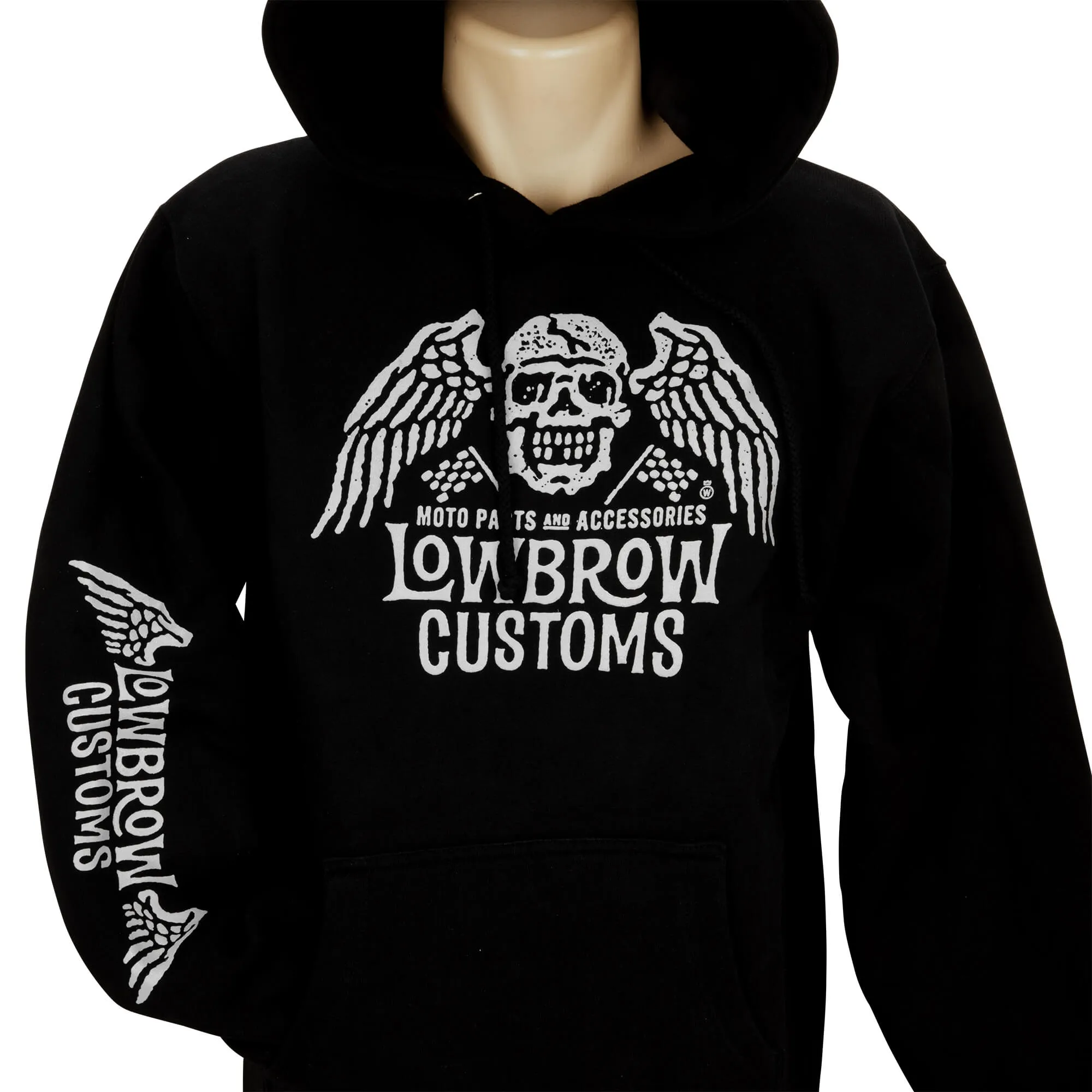 Winged Skull Pullover Hooded Sweatshirt