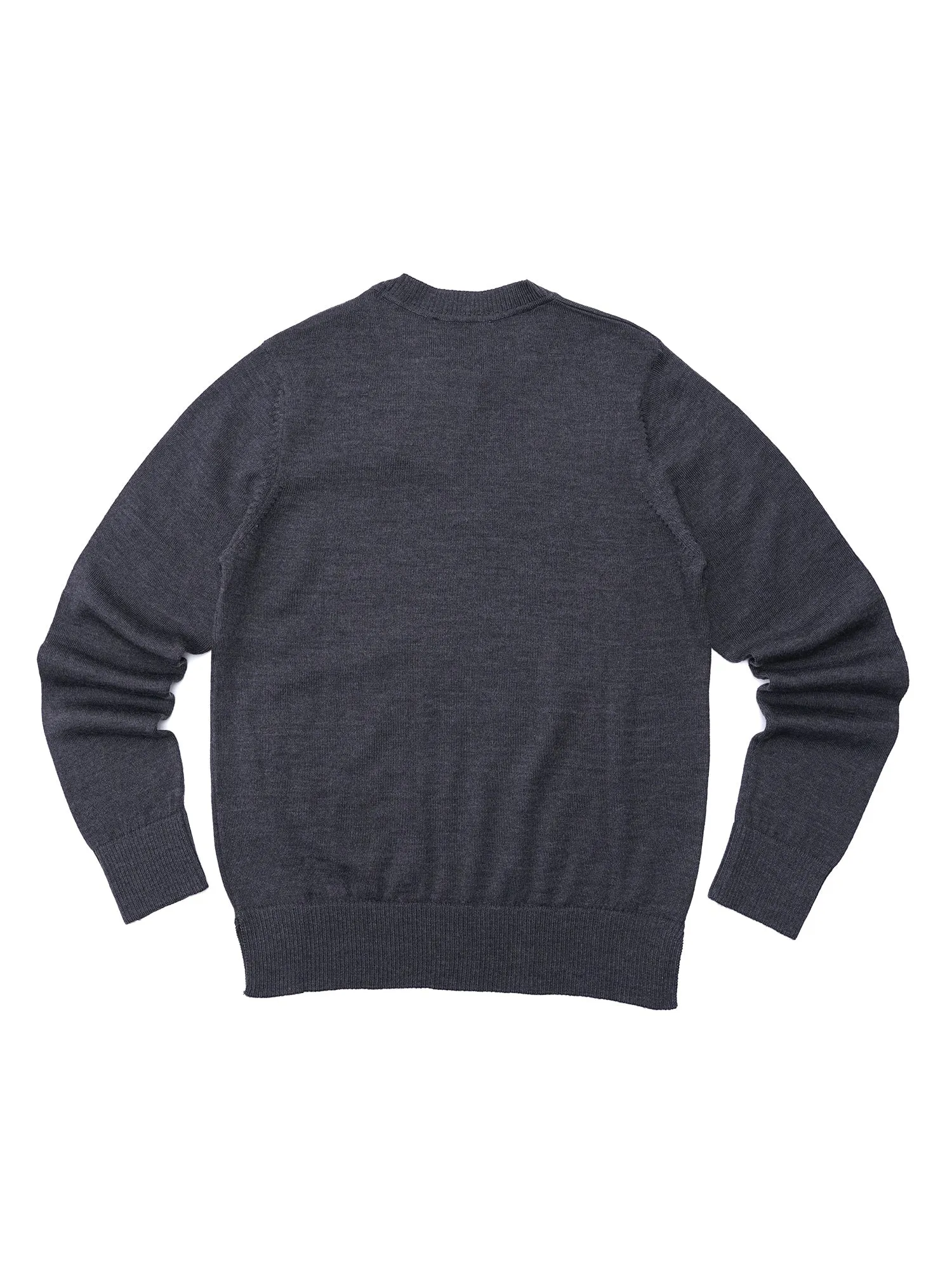 W_MERINOS R-NECK PULLOVER FOX HEAD PATCH_ANTHR MEL