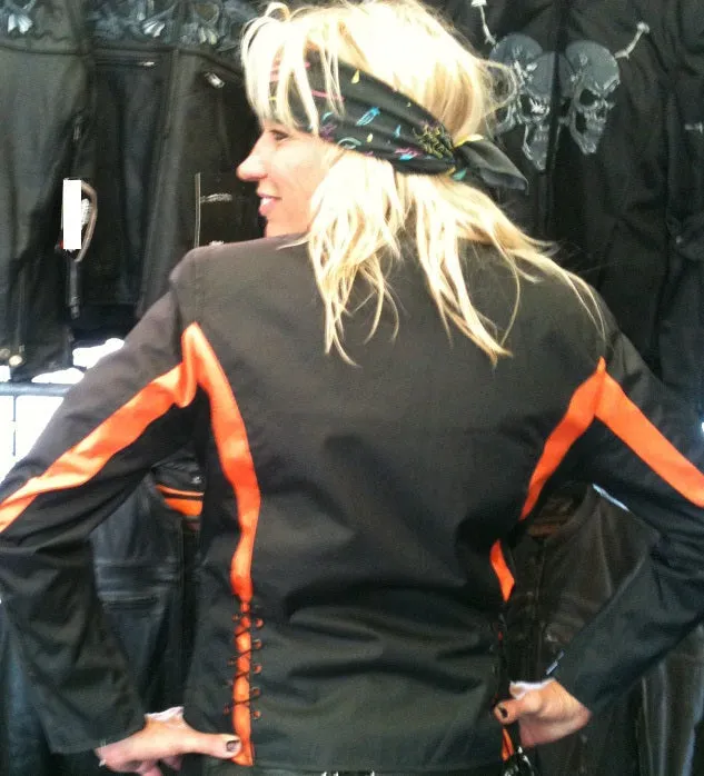 Women textile motorcycle jacket - Orange Stripes