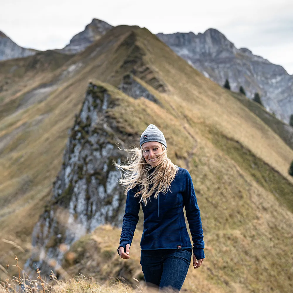 Womens 260 Merino Blend Grid Fleece (Navy)